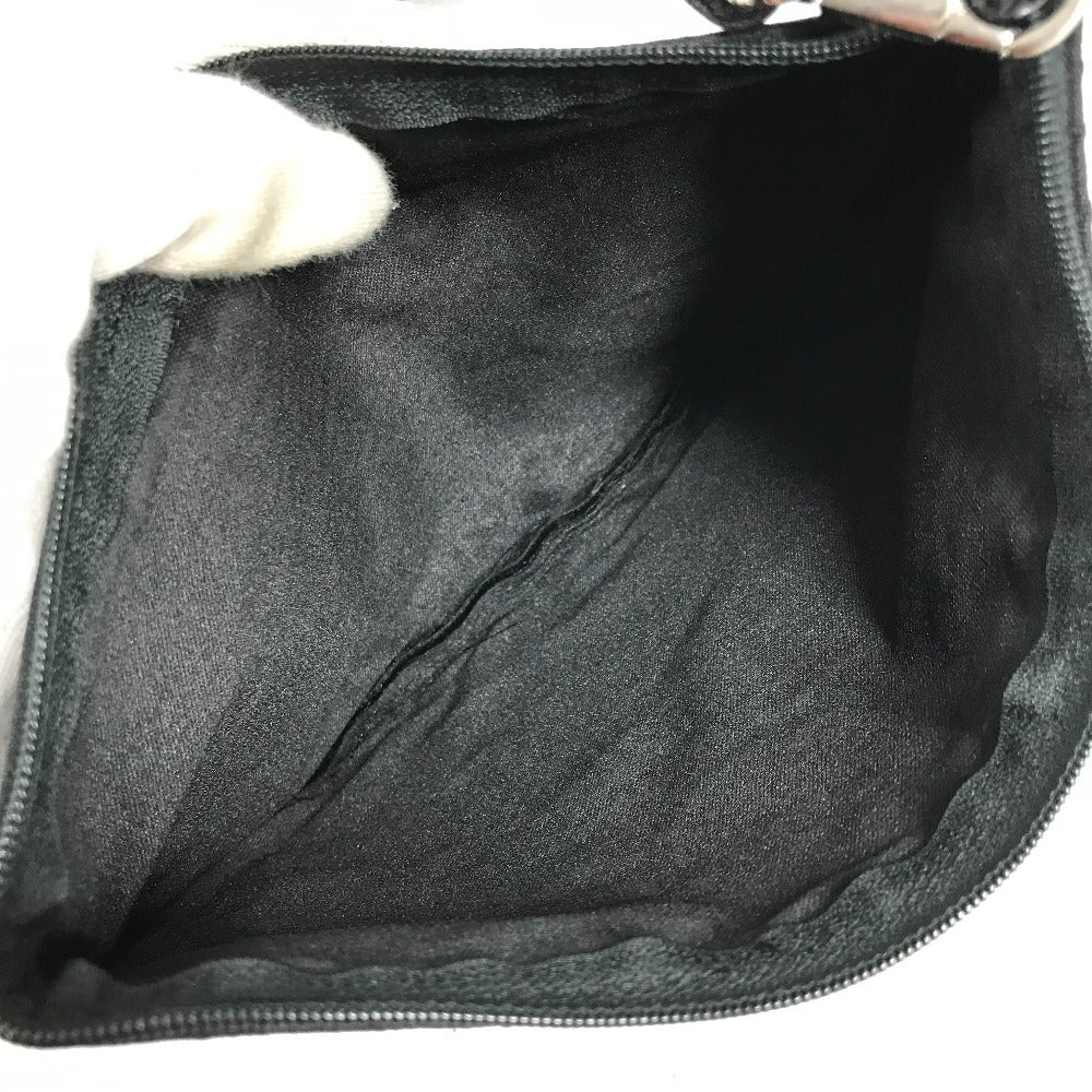 BVLGARI Logomania Pouch Tote Bag Handbag Leather/Canvas Unisex Black