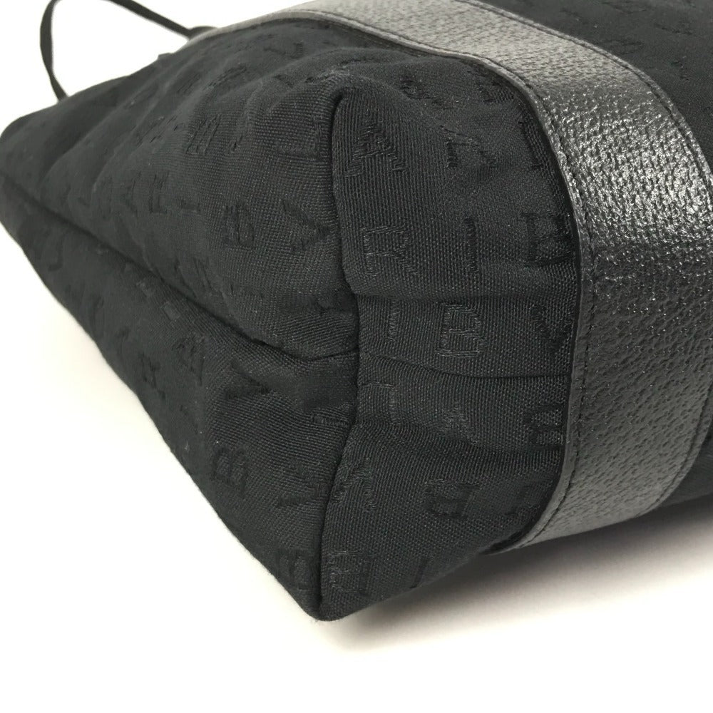 BVLGARI Logomania Pouch Tote Bag Handbag Leather/Canvas Unisex Black