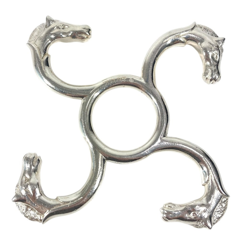 HERMES Horse Head Cheval Coaster Pot Holder Interior Object SV925 Unisex Silver