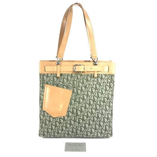 Dior Trotter Logo Bag Shoulder Bag Tote Bag Leather/Canvas Women's Khaki
