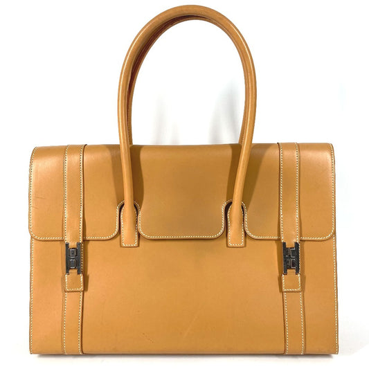 HERMES H金具 ドラッグ37 ドラッグ 37 カバン トートバッグ ビジネスバッグ ハンドバッグ ボックスカーフ ユニセックス ナチュラル ベージュ