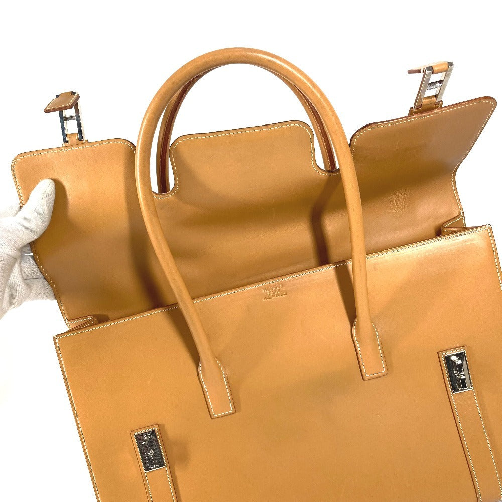 HERMES H-shaped Hardware Drag 37 Drag 37 Bag Tote Bag Business Bag Handbag Box Calf Unisex Natural Beige