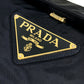PRADA ビッグロゴ トライアングルロゴ 三角ロゴ プレート カバン メタルハンドル トートバッグ フラップ ハンドバッグ ナイロン ユニセックス ネイビー