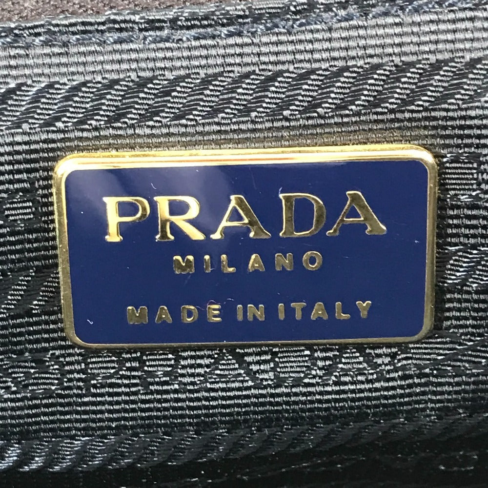PRADA ビッグロゴ トライアングルロゴ 三角ロゴ プレート カバン メタルハンドル トートバッグ フラップ ハンドバッグ ナイロン ユニセックス ネイビー