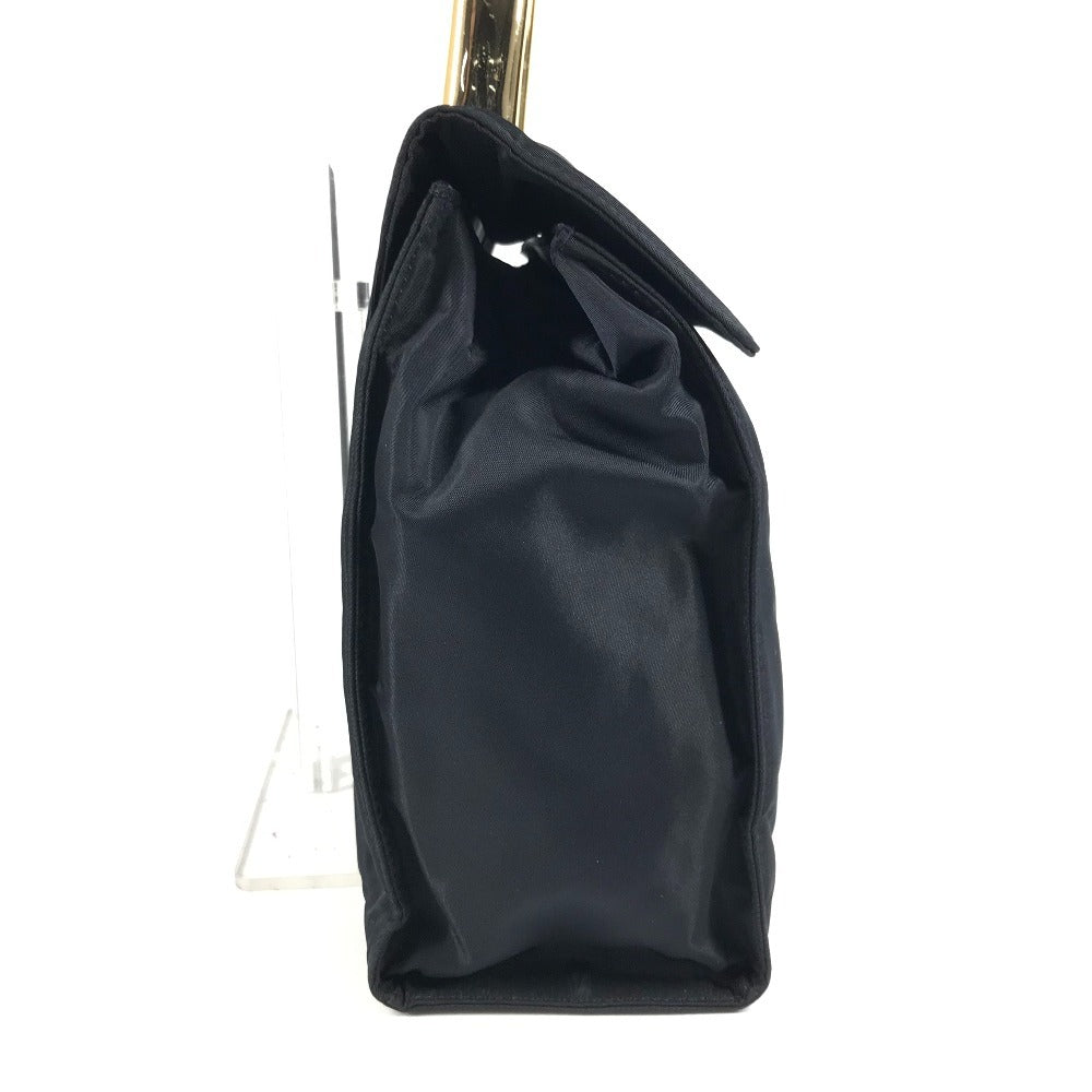 PRADA ビッグロゴ トライアングルロゴ 三角ロゴ プレート カバン メタルハンドル トートバッグ フラップ ハンドバッグ ナイロン ユニセックス ネイビー