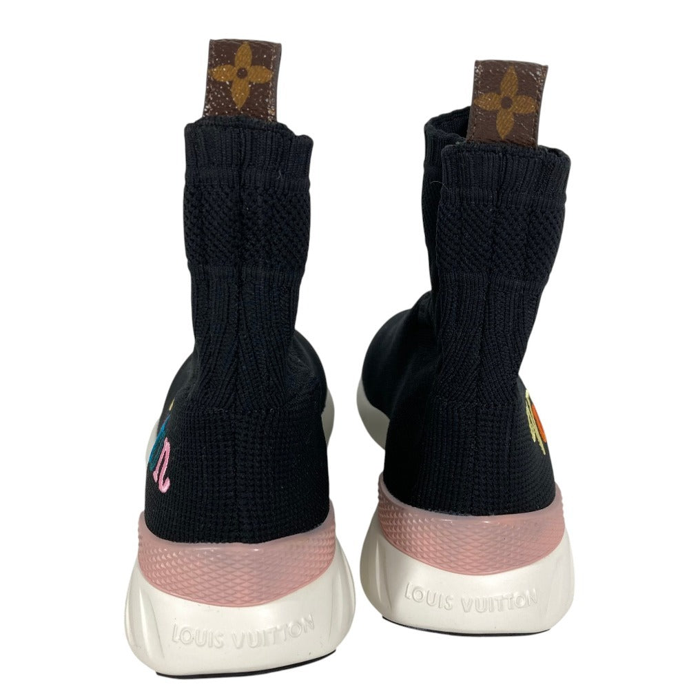 LOUIS VUITTON アフターゲームライン ソックススニーカー レインボーロゴ 靴 シューズ スニーカー キャンバス レディース ブラック