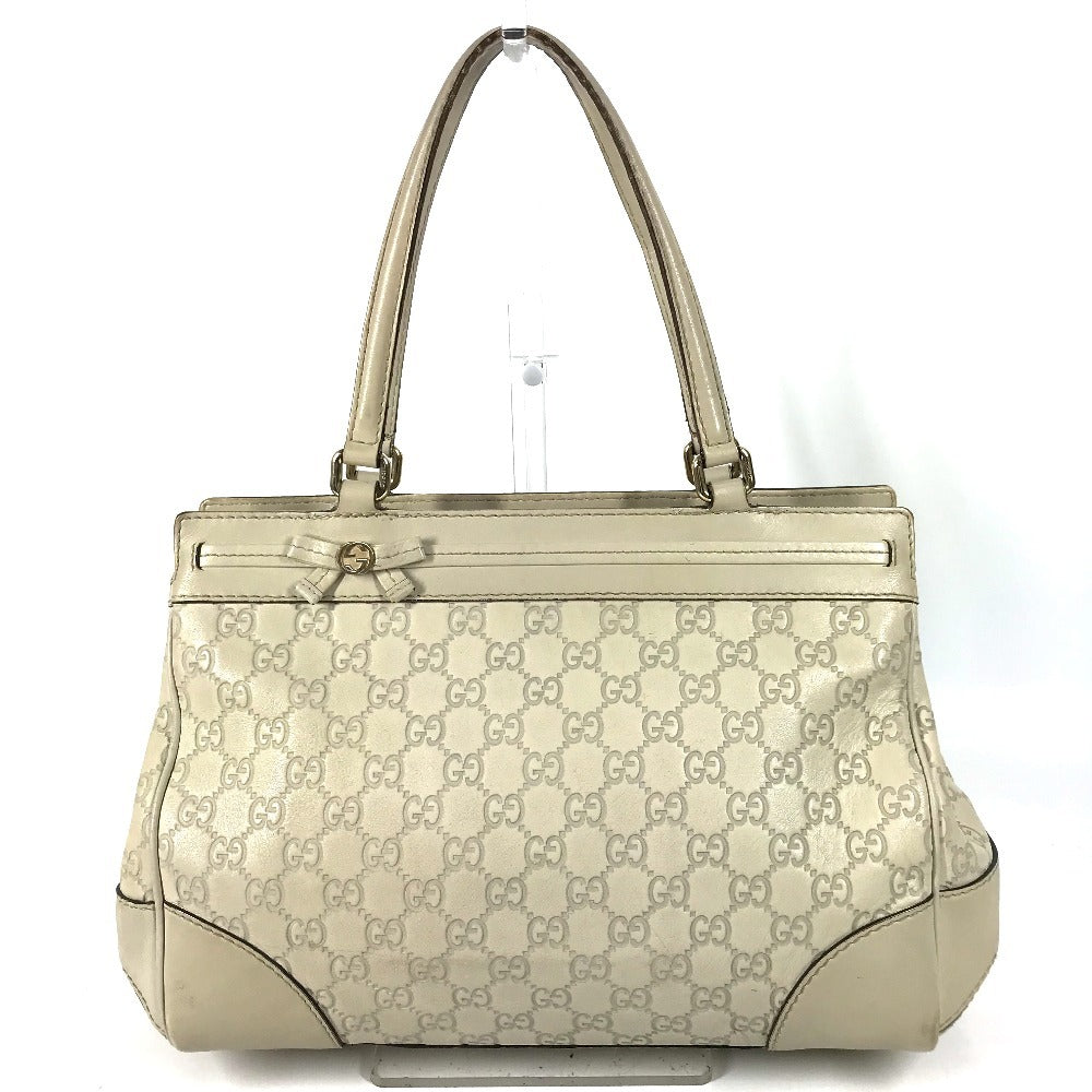 GUCCI 257063 GG Logo Guccissima Bag Tote Bag Shoulder Bag Handbag Shima Leather Unisex Ivory