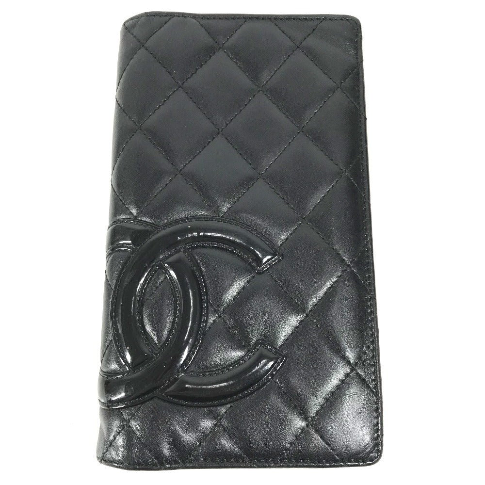 CHANEL A26717 カンボンライン CC ココマーク ロゴ ロングウォレット 2つ折り 長財布 レザー ユニセックス ブラック