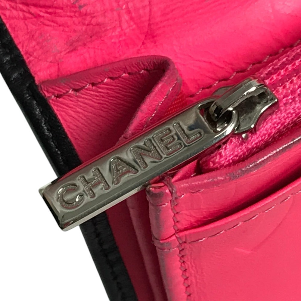 CHANEL A26717 カンボンライン CC ココマーク ロゴ ロングウォレット 2つ折り 長財布 レザー ユニセックス ブラック