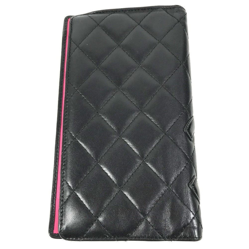 CHANEL A26717 カンボンライン CC ココマーク ロゴ ロングウォレット 2つ折り 長財布 レザー ユニセックス ブラック