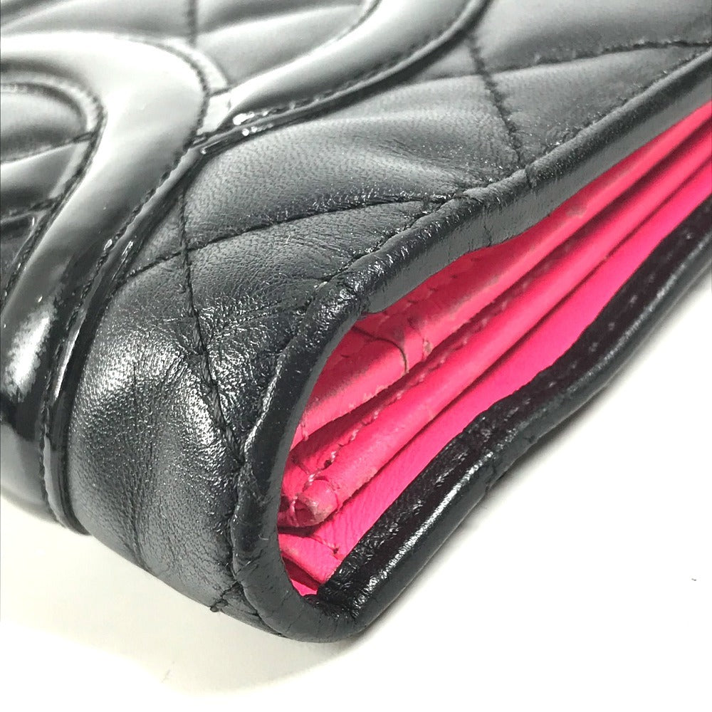 CHANEL A26717 カンボンライン CC ココマーク ロゴ ロングウォレット 2つ折り 長財布 レザー ユニセックス ブラック