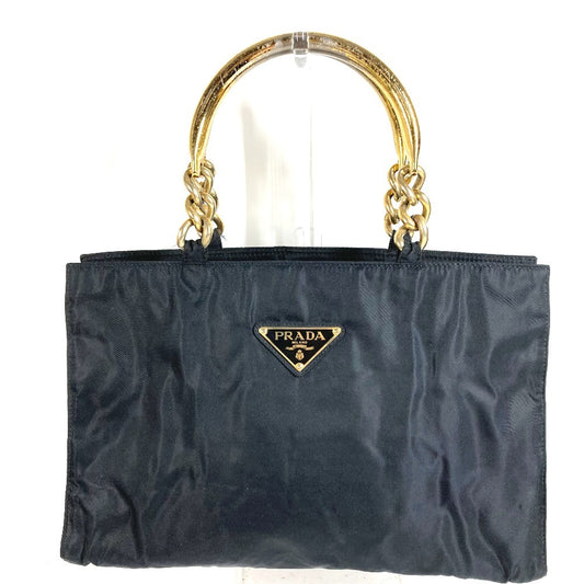 PRADA トライアングルロゴ 三角ロゴ プレート メタルハンドル カバン トートバッグ ハンドバッグ ナイロン ユニセックス ブラック