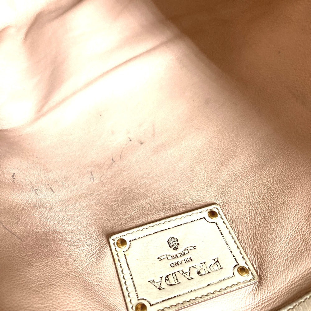 PRADA BR4220 ロゴ カバン 肩掛け トートバッグ ショルダーバッグ レザー ユニセックス アイボリー系