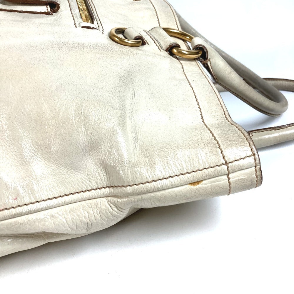 PRADA BR4220 ロゴ カバン 肩掛け トートバッグ ショルダーバッグ レザー ユニセックス アイボリー系