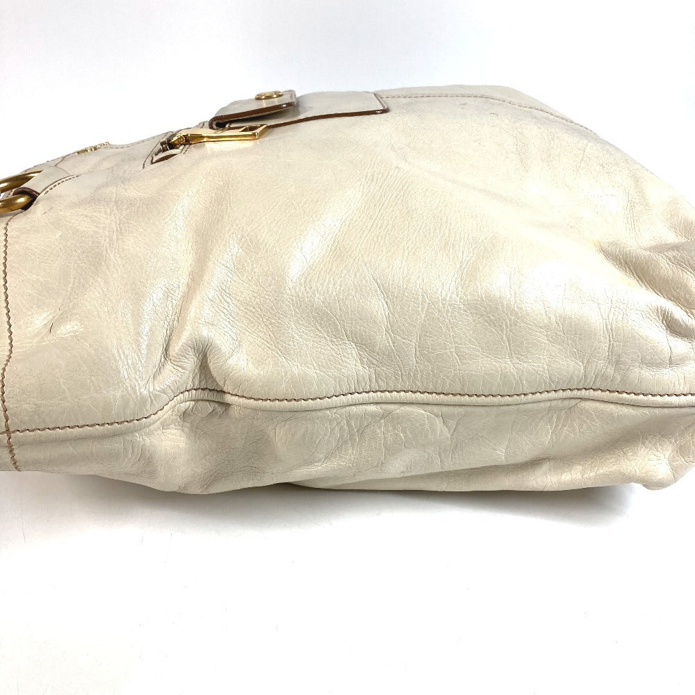 PRADA BR4220 ロゴ カバン 肩掛け トートバッグ ショルダーバッグ レザー ユニセックス アイボリー系