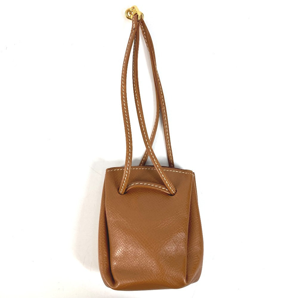 HERMES Vespa Drawstring Pouch, Small Item Holder, Leather, Unisex, Brown