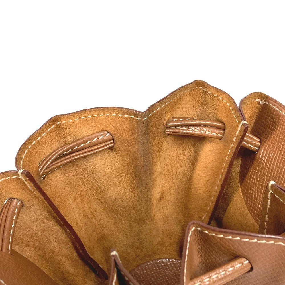 HERMES Vespa Drawstring Pouch, Small Item Holder, Leather, Unisex, Brown