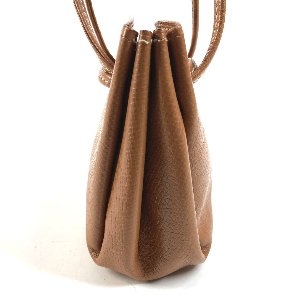 HERMES Vespa Drawstring Pouch, Small Item Holder, Leather, Unisex, Brown