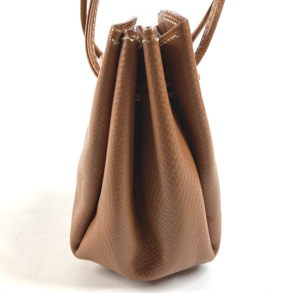 HERMES Vespa Drawstring Pouch, Small Item Holder, Leather, Unisex, Brown