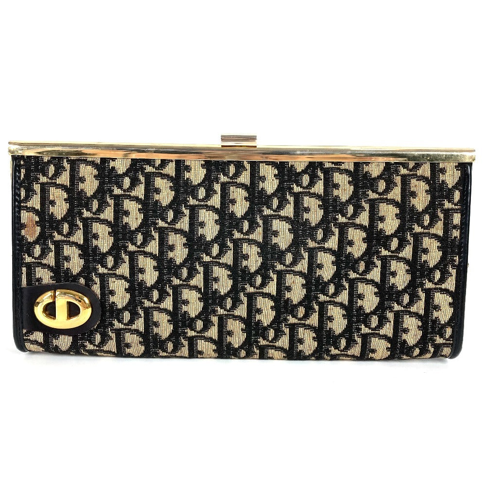 Dior ヴィンテージ トロッター がま口 セカンドバッグ カバン ポーチ クラッチバッグ レザー/キャンバス ユニセックス ネイビー系