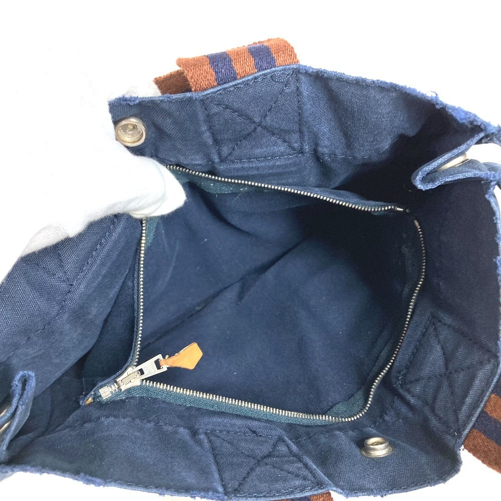 HERMES フールトゥPM フールトゥ PM カバン トートバッグ ハンドバッグ コットン ユニセックス ネイビー