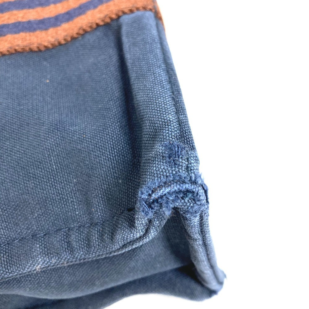 HERMES フールトゥPM フールトゥ PM カバン トートバッグ ハンドバッグ コットン ユニセックス ネイビー