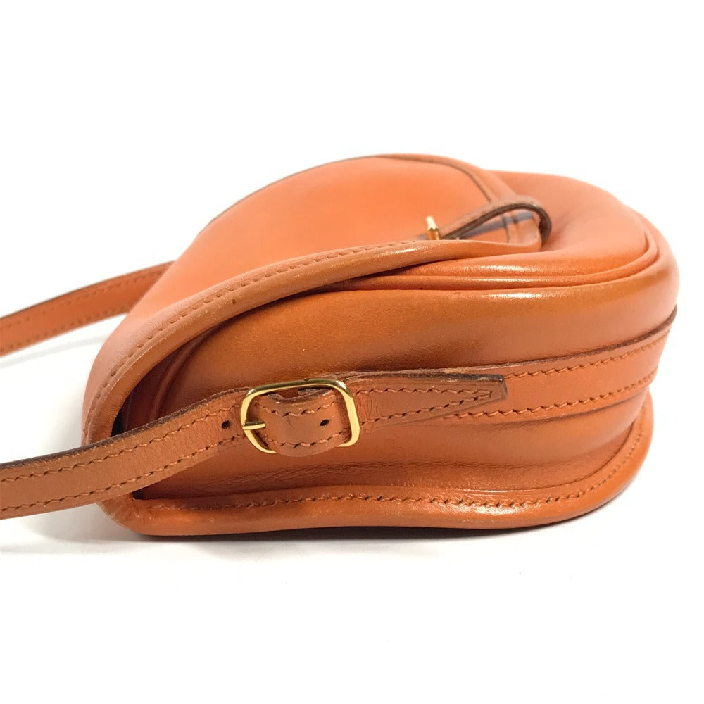 HERMES Vintage Balle de Golf Mini Flap Bag Crossbody Pouch Shoulder Bag Leather Unisex Orange