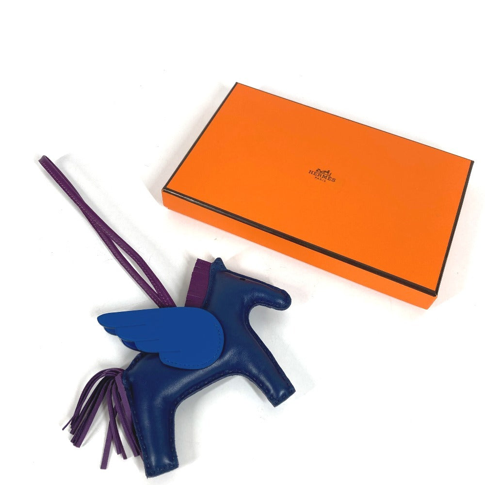 HERMES 馬 キーホルダー シュバル ロデオ ペガサス MM ロデオペガサスMM バッグチャーム チャーム アニョーミロ ユニセックス ブルー