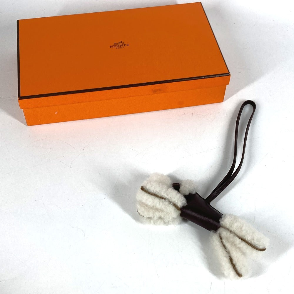 HERMES テリア 犬 ドッグ バディ バッグチャーム カバン バッグアクセサリー キーホルダー バッグチャーム レザー ユニセックス ブラウン