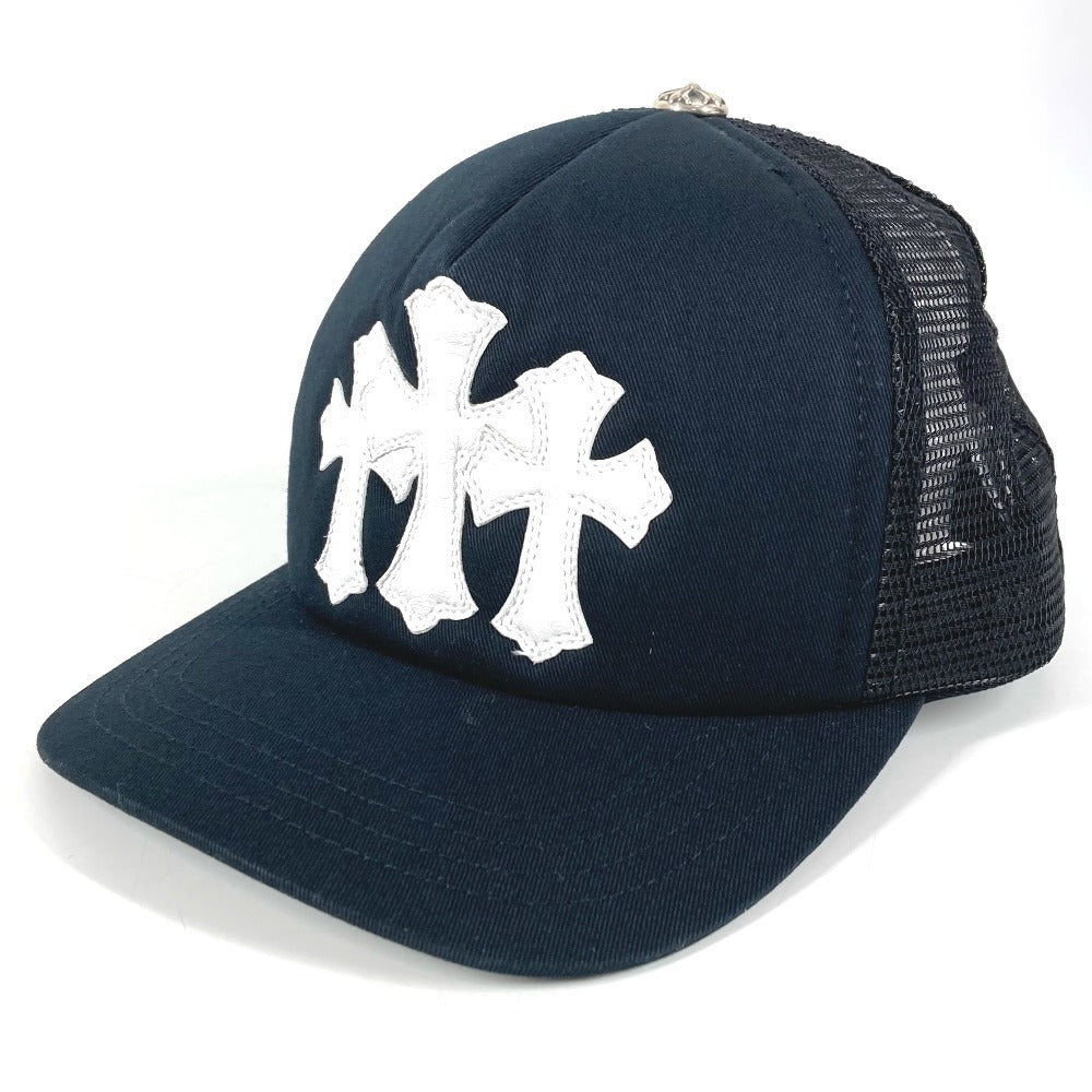 CHROME HEARTS TRUCKER CAP NEW 3 CEM CRS トリプルクロス スリークロス ロゴ トラッカー 帽子 キャップ帽 ベースボール メッシュ キャップ コットン ユニセックス ブラック
