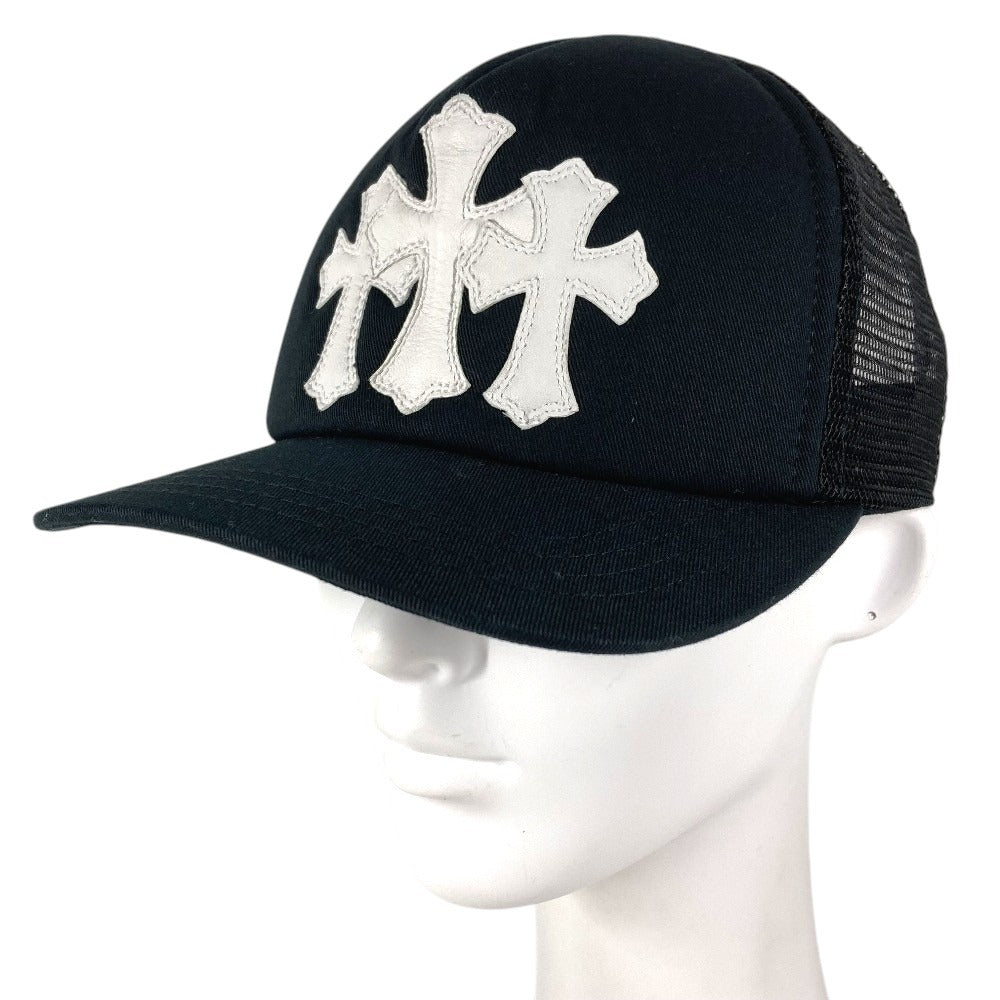 CHROME HEARTS TRUCKER CAP NEW 3 CEM CRS トリプルクロス スリークロス ロゴ トラッカー 帽子 キャップ帽 ベースボール メッシュ キャップ コットン ユニセックス ブラック