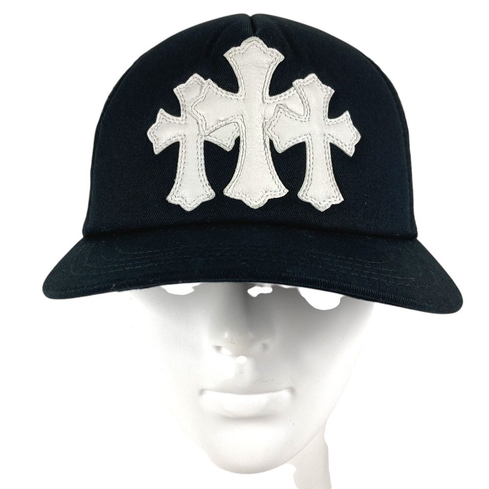 CHROME HEARTS TRUCKER CAP NEW 3 CEM CRS トリプルクロス スリークロス ロゴ トラッカー 帽子 キャップ帽 ベースボール メッシュ キャップ コットン ユニセックス ブラック