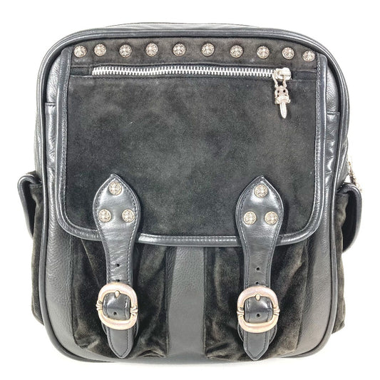 CHROME HEARTS ガンスリンガー ロゴ クロス バックパック カバン リュックサック レザー/スエード ユニセックス ブラック