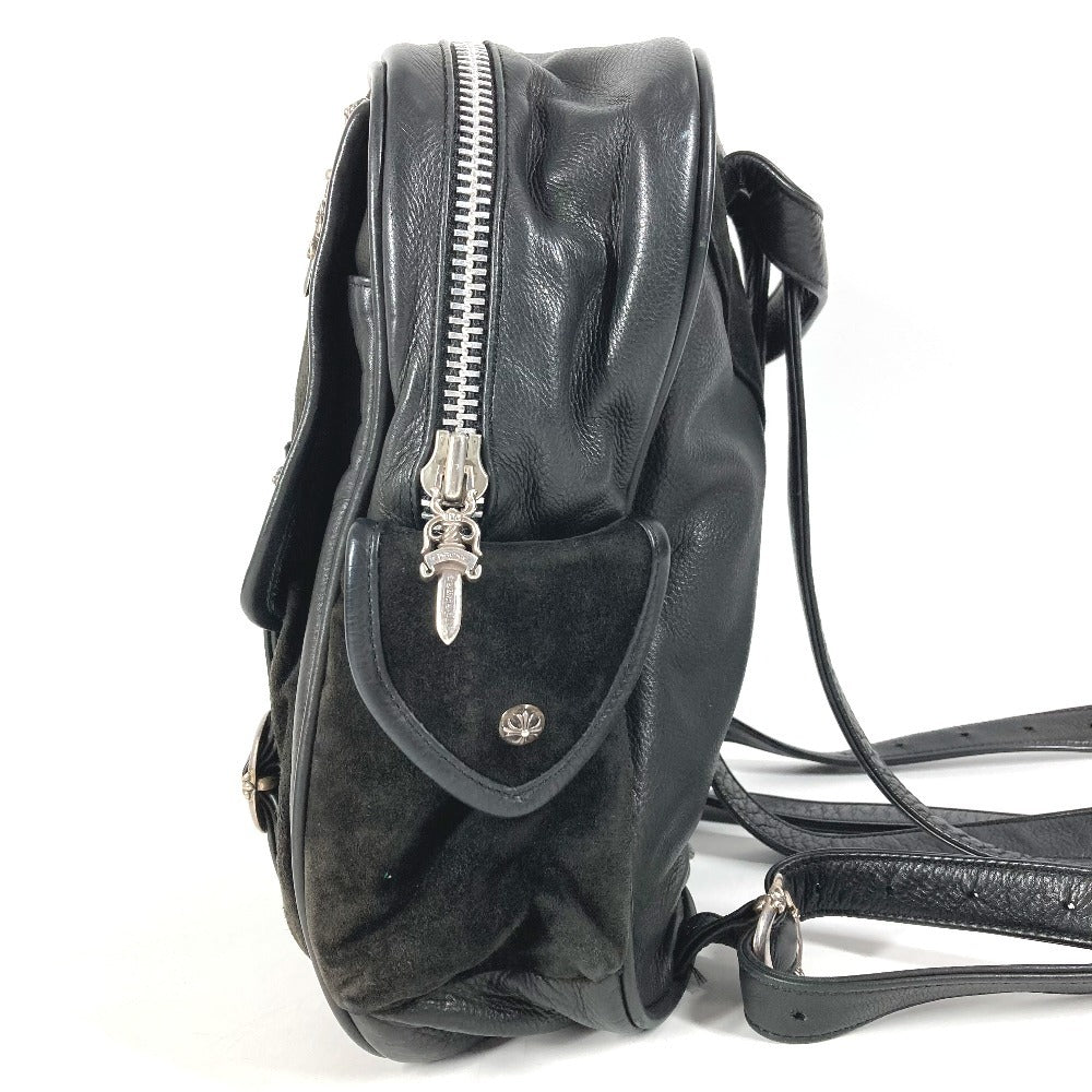CHROME HEARTS ガンスリンガー ロゴ クロス バックパック カバン リュックサック レザー/スエード ユニセックス ブラック