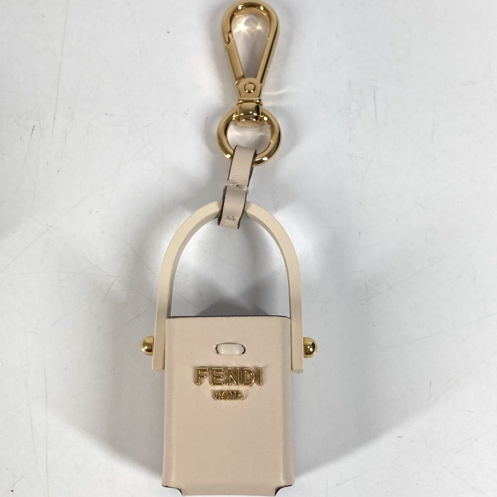 FENDI パフュームケース バッグチャーム キーホルダー ペルケノ オーデパルファム ミニチュアホルダーチャーム ミニ 香水ケース 香水入れ 香水つき 小物入れ レザー ユニセックス カメリア ベージュ