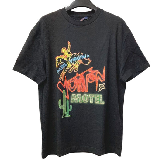 LOUIS VUITTON 2024年 ラインストーン ロゴ MOTEL アパレル トップス 半袖 Tシャツ 半袖Ｔシャツ コットン メンズ ブラック