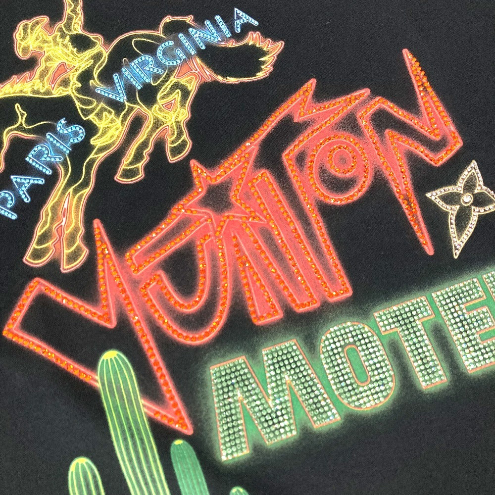 LOUIS VUITTON 2024年 ラインストーン ロゴ MOTEL アパレル トップス 半袖 Tシャツ 半袖Ｔシャツ コットン メンズ ブラック