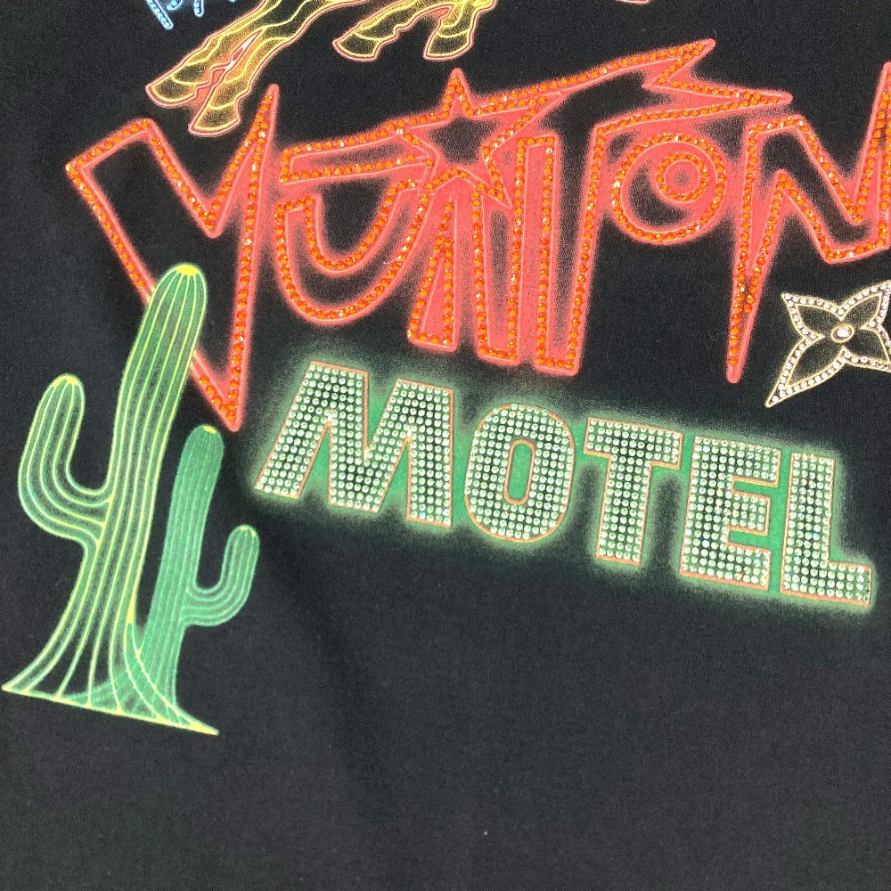 LOUIS VUITTON 2024年 ラインストーン ロゴ MOTEL アパレル トップス 半袖 Tシャツ 半袖Ｔシャツ コットン メンズ ブラック
