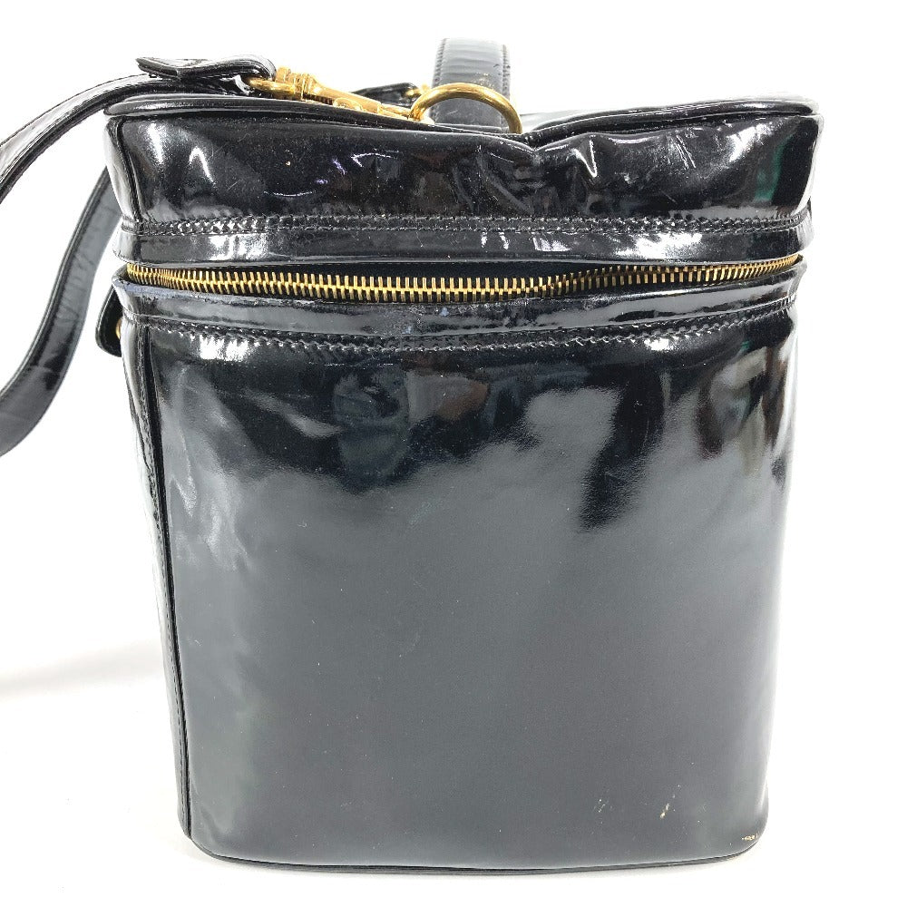 CHANEL ヴィンテージ CC ココマーク ロゴ バニティバッグ 肩掛け ショルダーバッグ 2WAYバッグ ハンドバッグ パテントレザー ユニセックス ブラック