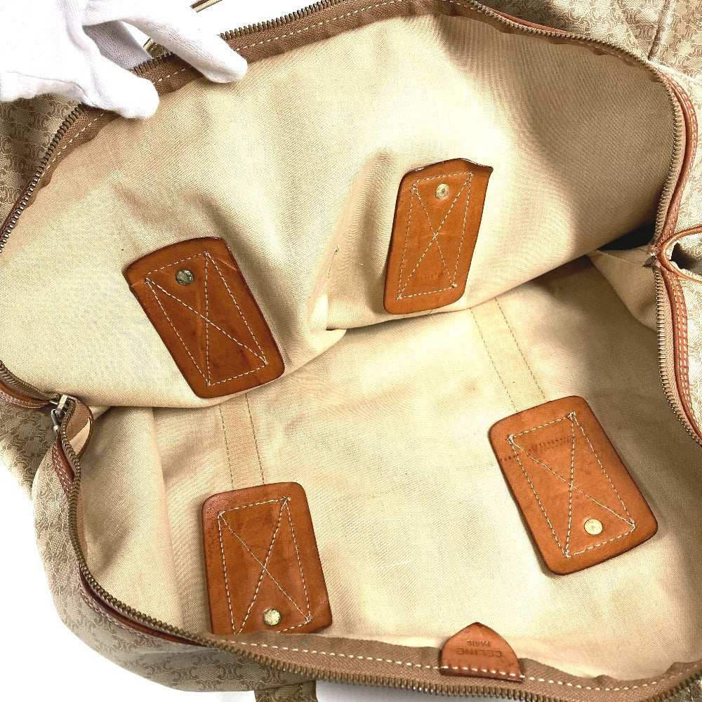 CELINE ヴィンテージ マカダム ロゴ カバン 旅行バッグ トラベルバッグ ハンドバッグ ボストンバッグ PVC/レザー ユニセックス ベージュ