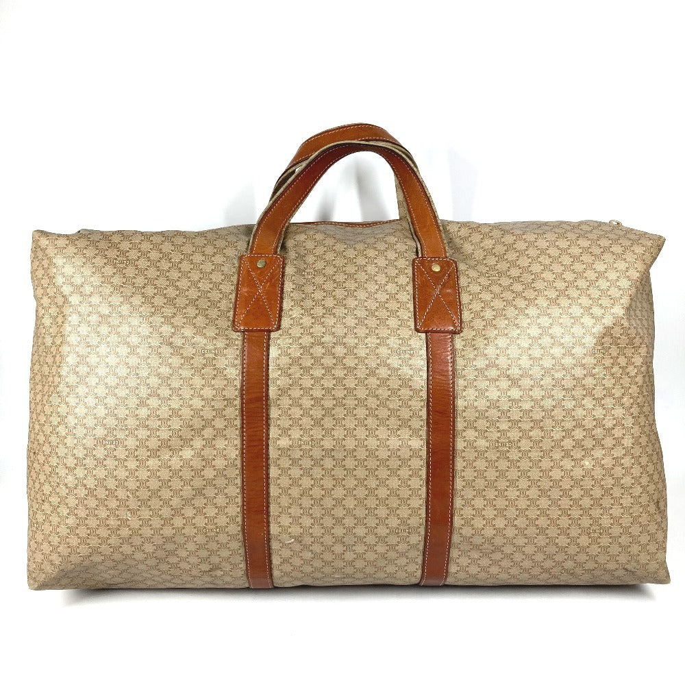 CELINE ヴィンテージ マカダム ロゴ カバン 旅行バッグ トラベルバッグ ハンドバッグ ボストンバッグ PVC/レザー ユニセックス ベージュ