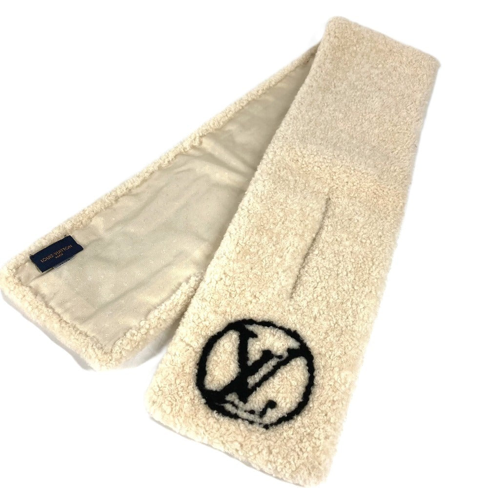 LOUIS VUITTON M76452 モノグラムフラワー エシャルプ シャーリングラム ムートン ティペット アクセサリー マフラー シアリング レディース ベージュ