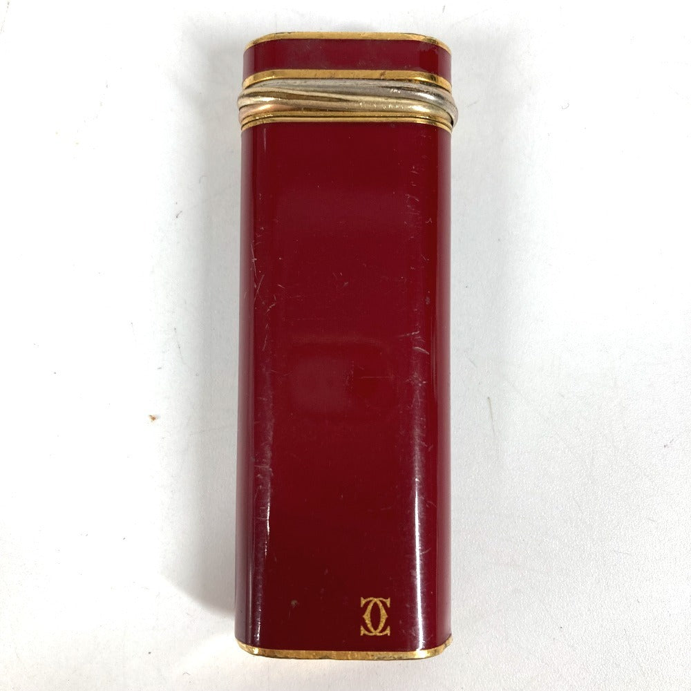 CARTIER ロゴ トリニティ 喫煙具 タバコ 煙草 ライター メタル ユニセックス ワインレッド系