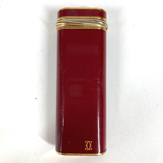 CARTIER ロゴ トリニティ 喫煙具 タバコ 煙草 ライター メタル ユニセックス ワインレッド系