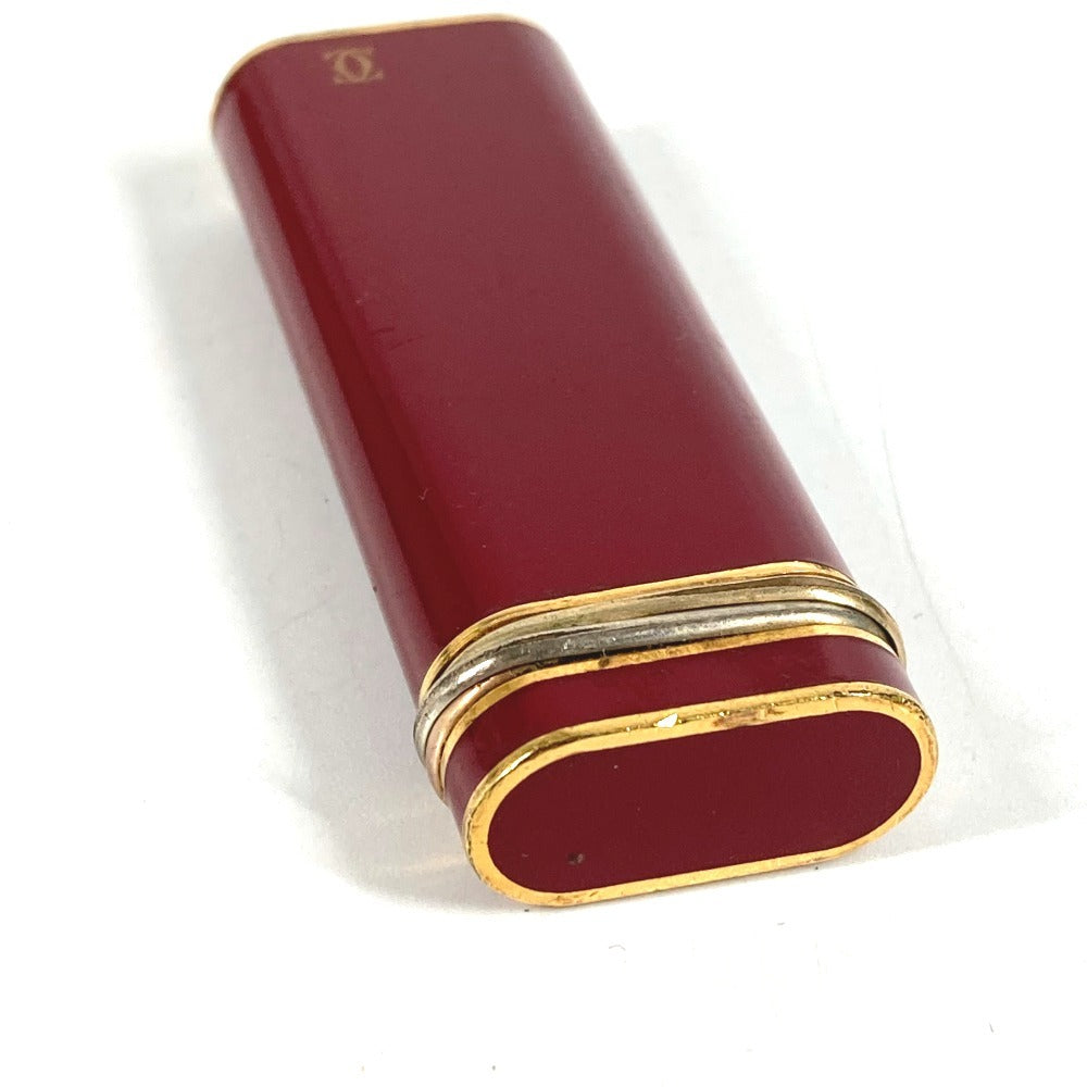 CARTIER ロゴ トリニティ 喫煙具 タバコ 煙草 ライター メタル ユニセックス ワインレッド系