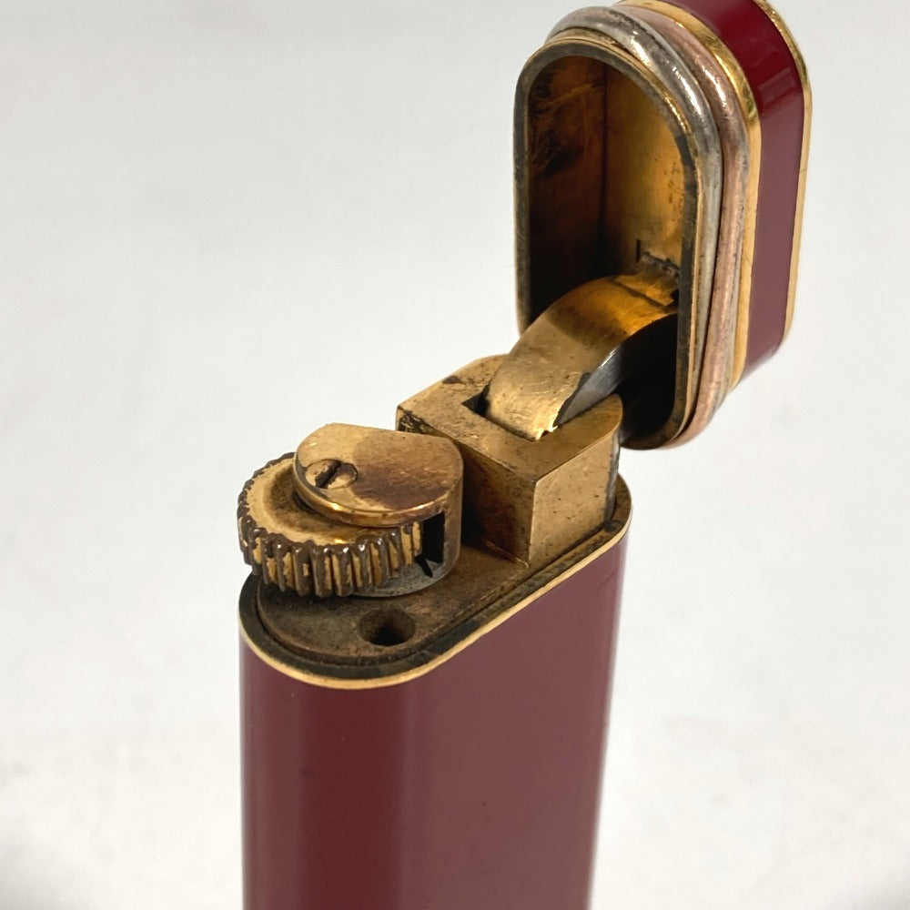 CARTIER ロゴ トリニティ 喫煙具 タバコ 煙草 ライター メタル ユニセックス ワインレッド系