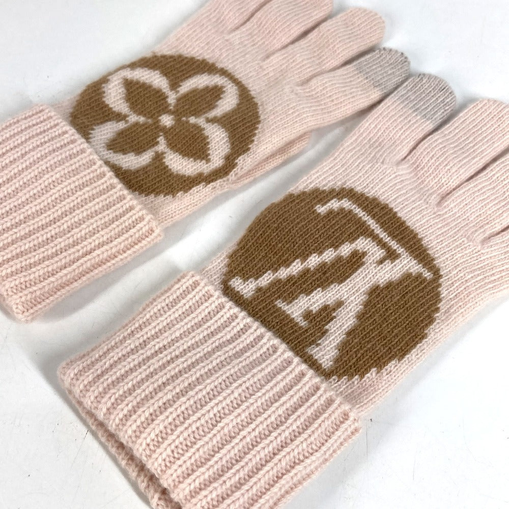 LOUIS VUITTON M79254 flight mode LV medallion maille glove Gloves Accessories gloves wool Camel Rose Beige Used