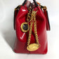 VERSACE vintage Sunburst logo Bag, Tote Bag, Chain Charm, Key Holder Included Hand Bag Leather Red Used