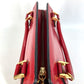 VERSACE vintage Sunburst logo Bag, Tote Bag, Chain Charm, Key Holder Included Hand Bag Leather Red Used