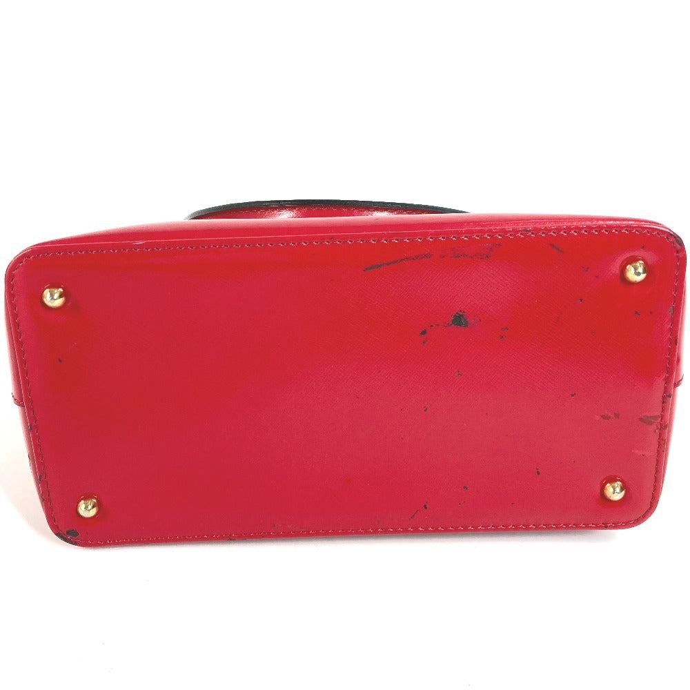 VERSACE vintage Sunburst logo Bag, Tote Bag, Chain Charm, Key Holder Included Hand Bag Leather Red Used